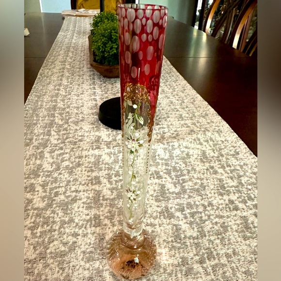 Gorgeous Thin Flute Glass Vase from KV, Czech Republic NIB - Picture 1 of 9